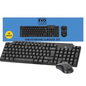 Evo Labs CM-501UK Wired Multimedia Keyboard and Mouse Combo Set