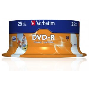 Verbatim DVD-R Wide Inkjet Printable ID Branded 25 Pack Spindle 4.7GB 16X