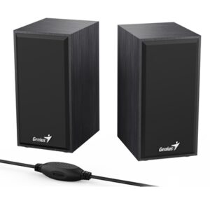 Genius SP-HF180 6W Wooden Desktop USB 2.0 Stereo Speakers with 3.5mm Audio Jack & Volume Control